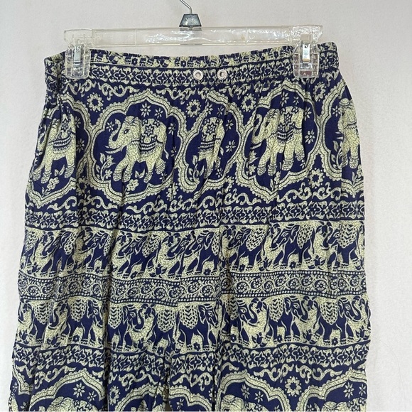 Indian Elephant Harem Boho Flowy Pants Woman’s Medium Blue - Picture 2 of 10